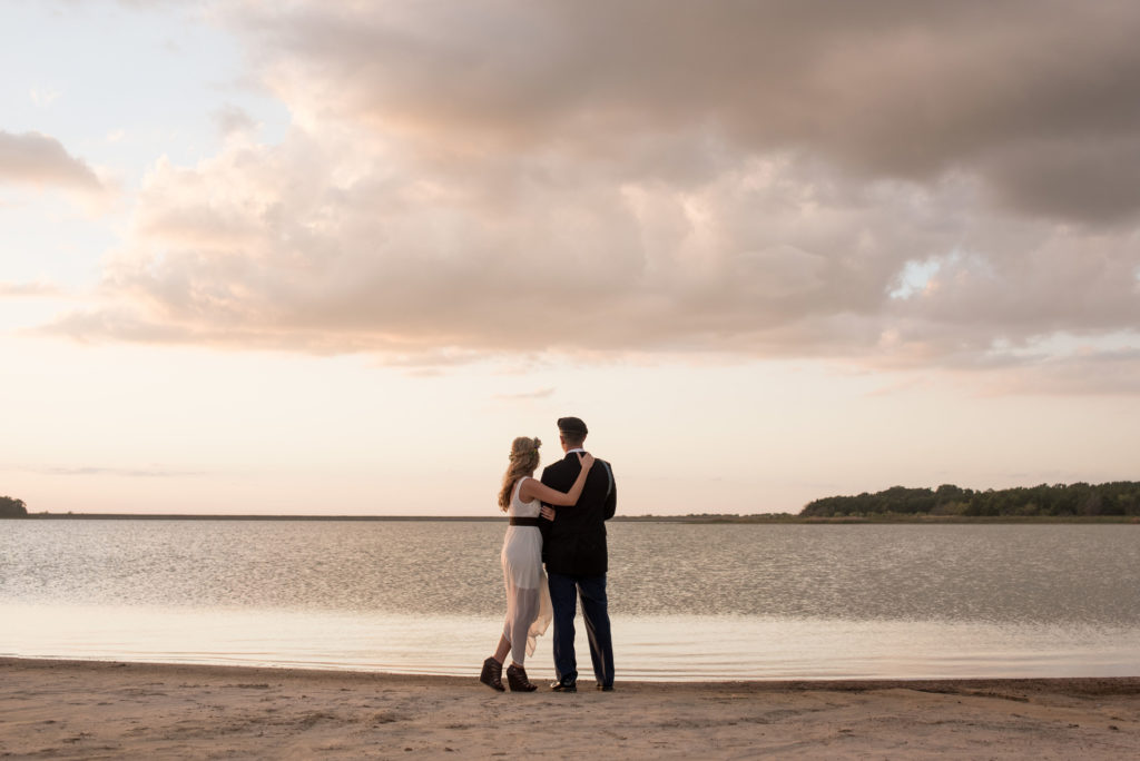 Beach engagement photo location - Bryan College Station Texas military