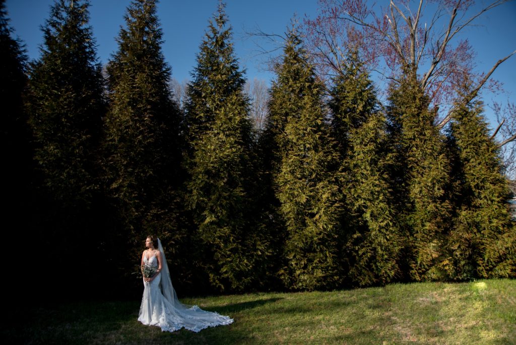 bride pine trees in north carolina wedding