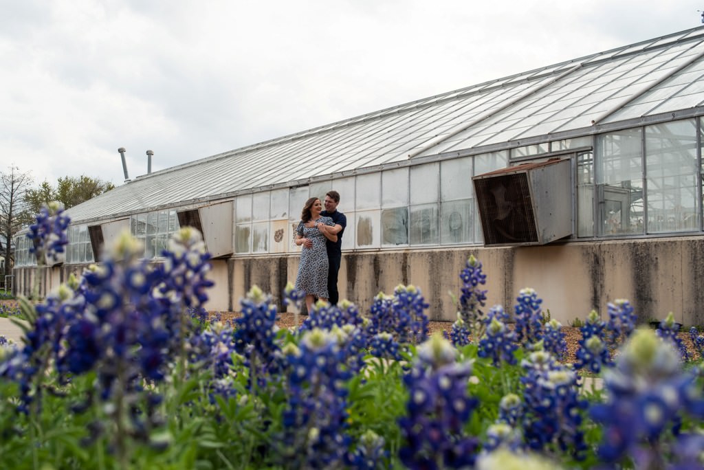 Gardens at Texas A&M Greenhouse Bluebonnets - 15 best engagement photo locations in College Station, Texas