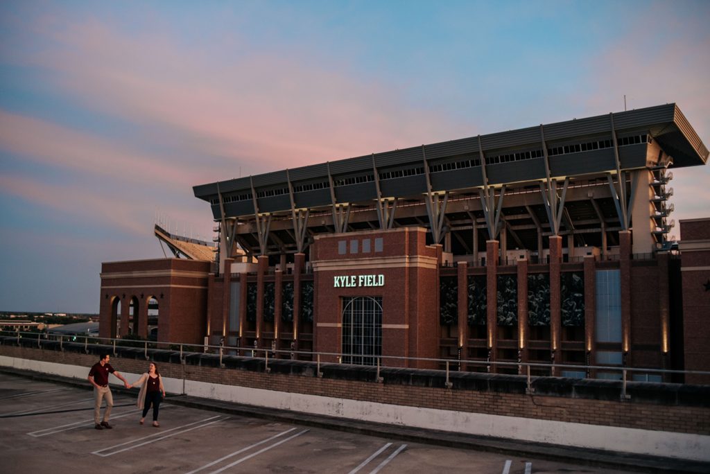 Texas A&M Campus Kyle Field - 15 best engagement photo locations in College Station, Texas